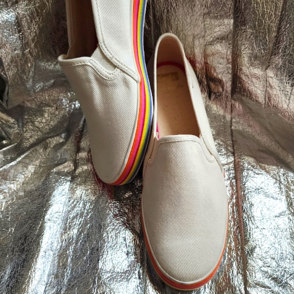 KATE SPADE KEDS SNEAKERS RAINBOW STRIPE SOLES LIMITED EDITION  9 USA